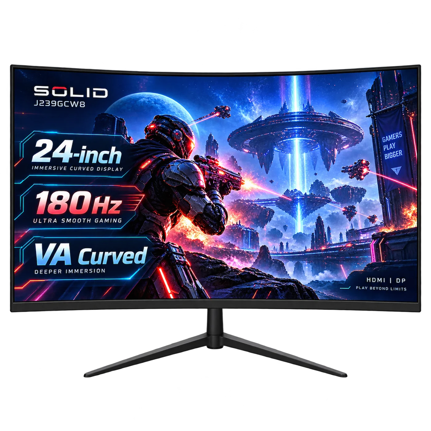 Solid J239GCW8 24" 180Hz Curved Gaming Monitor