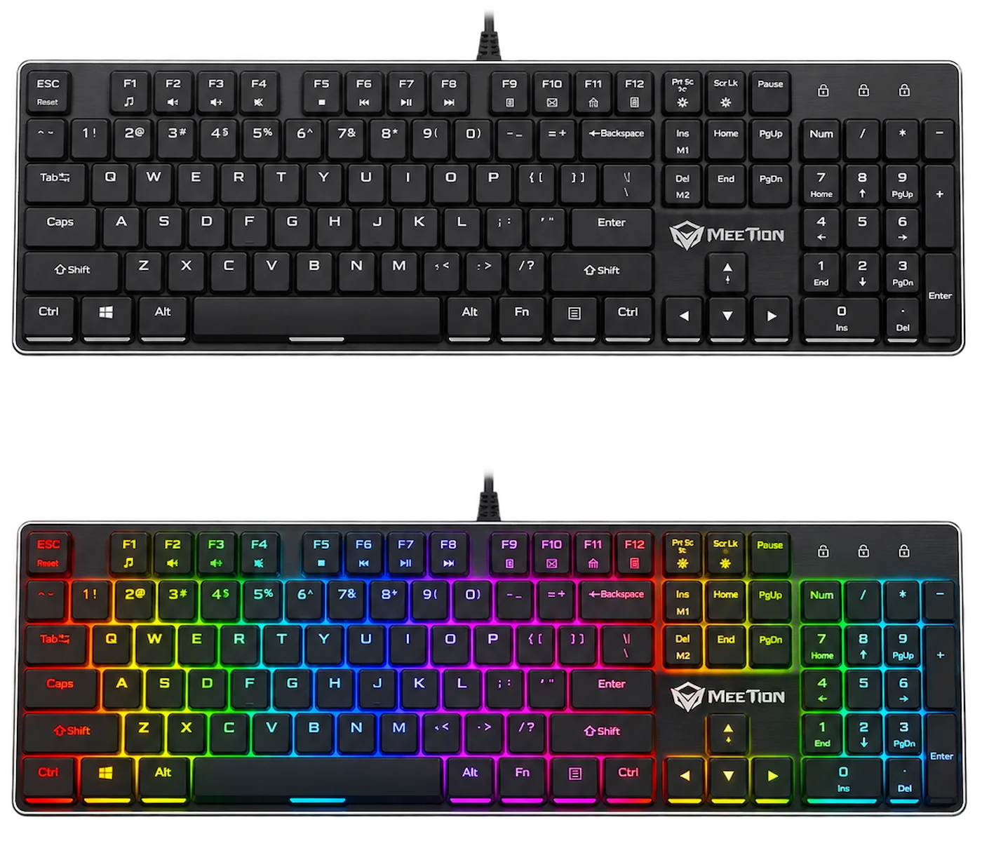 MeeTion MK80 Ultrathin Mechanical RGB Gaming Keyboard – Black