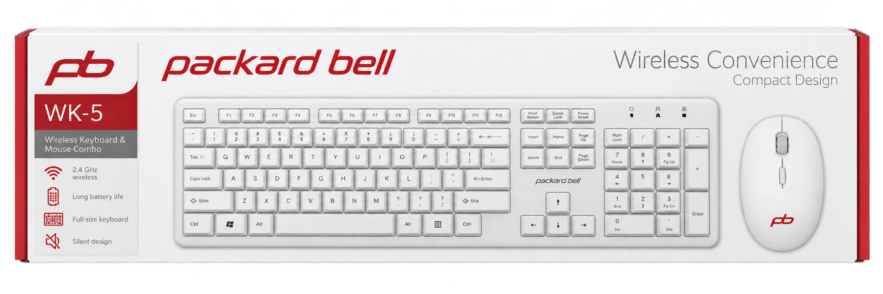 Packard Bell WK-5 Wireless Keyboard & Mouse Combo – White