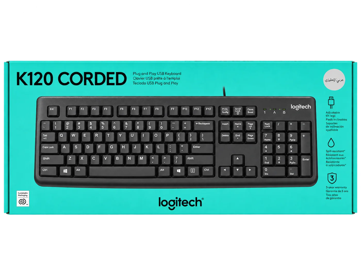 Logitech K120 Corded Wired Keyboard