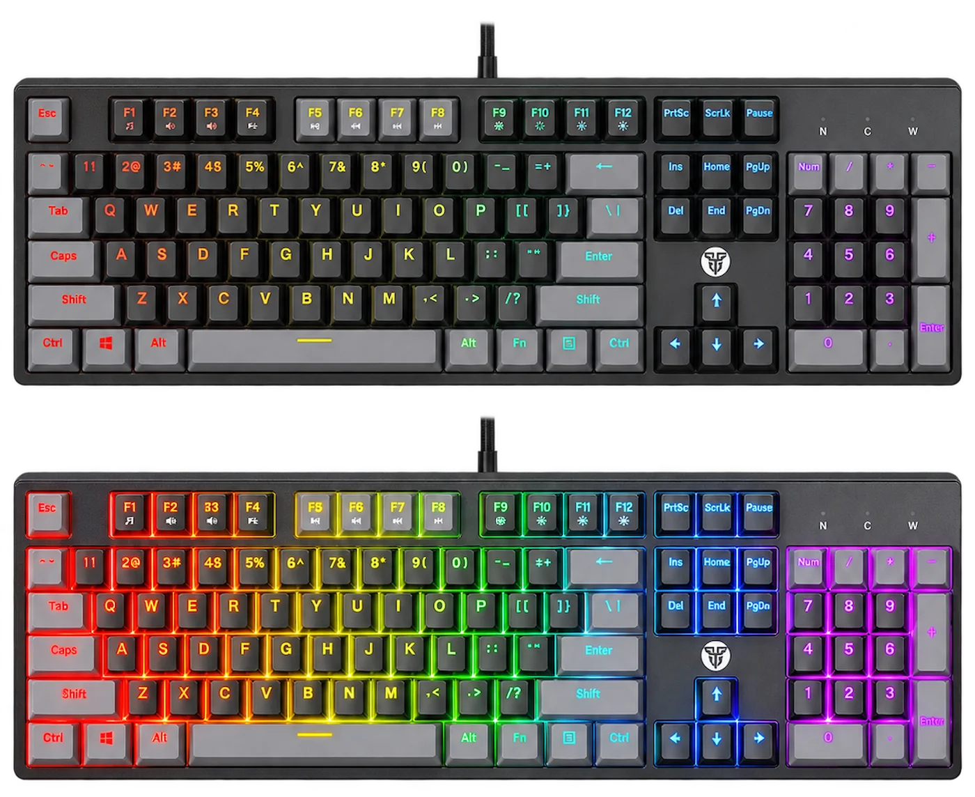 Fantech ATOM104 Sumi Edition Mechanical Gaming Keyboard – Grey/White