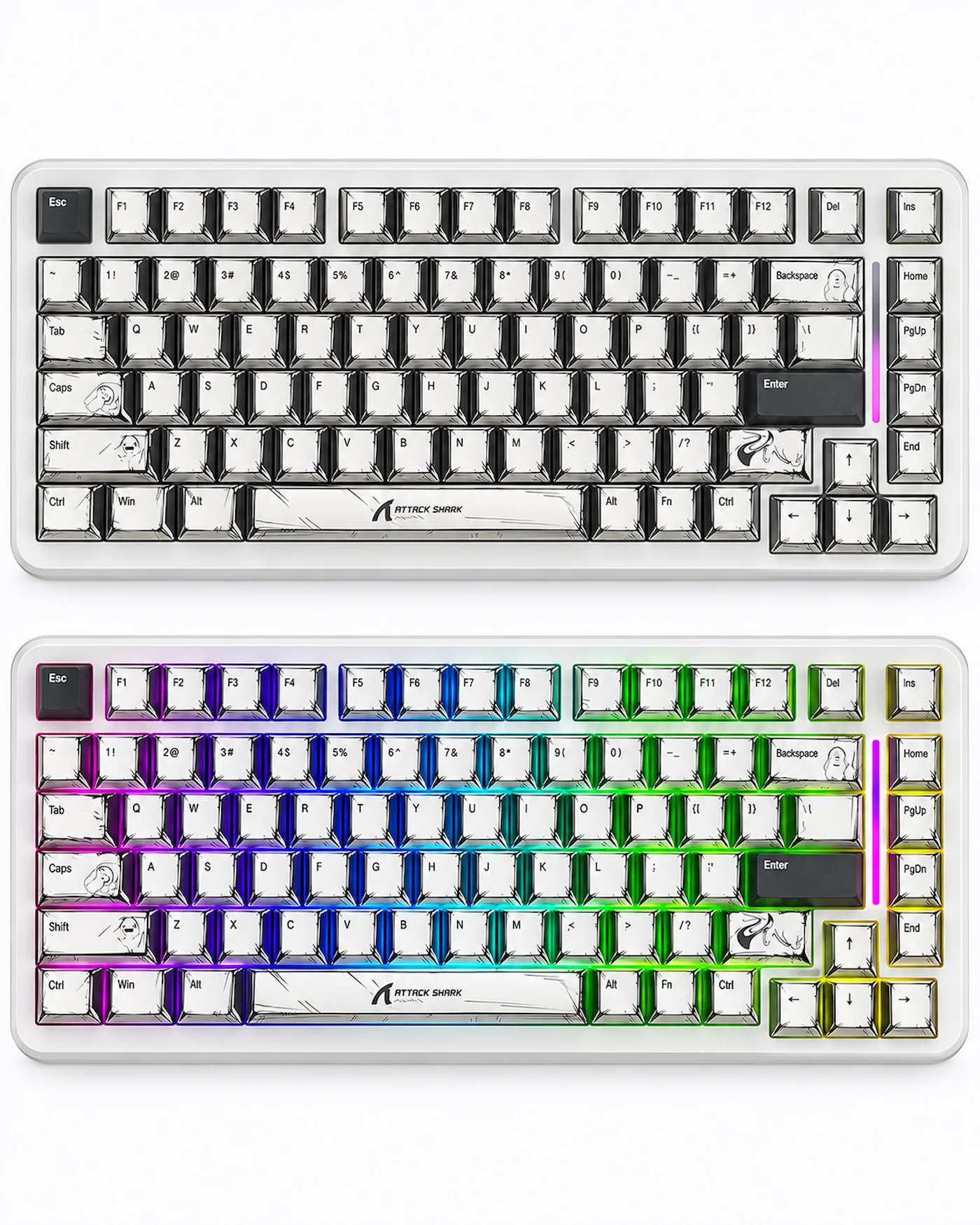 Attack Shark X82 Pro HE Magnetic Gaming Keyboard – White Comic Style